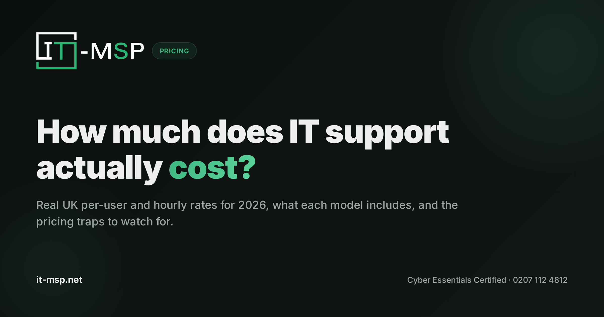 How Much Does IT Support Cost in the UK? Real Prices for 2026